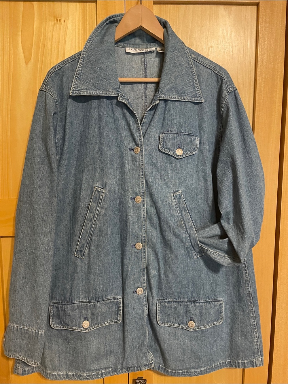 Anne Klein Medium Blue Denim Jacket with Front Pockets